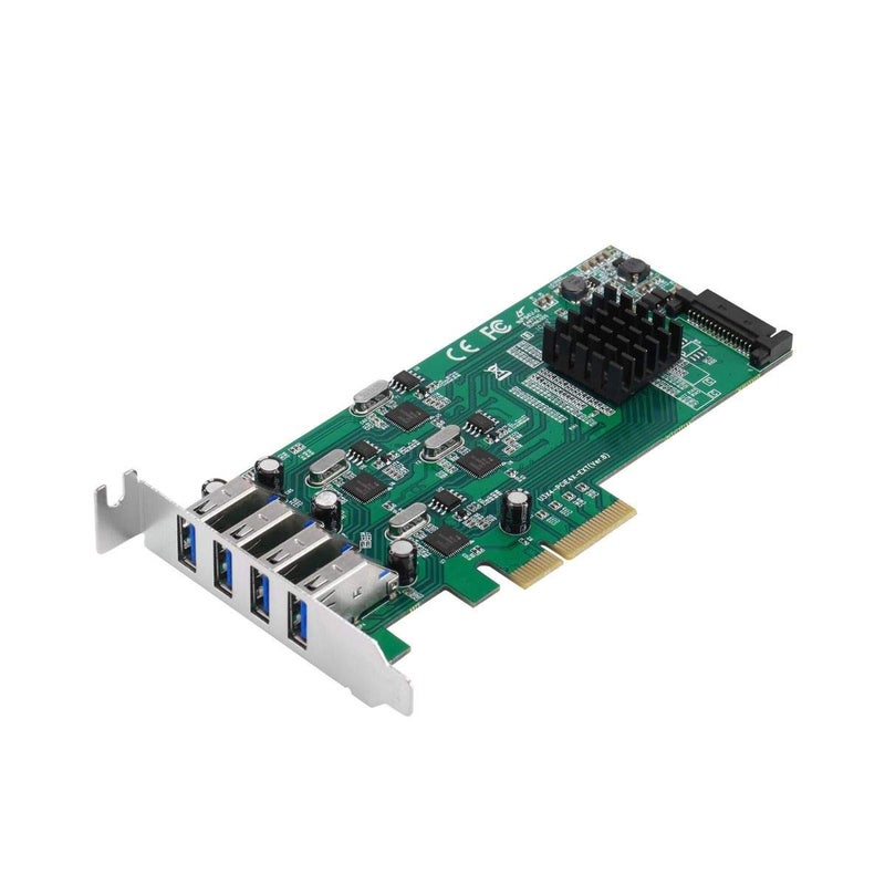 SIIG 4 Port USB 3.0 PCIe Card with 4 Dedicated 5Gbps Channels (USB 3.2 Gen 1) - Quad Core 20Gbps - UASP - SATA Power (JU-P40811-S1 - Image 1